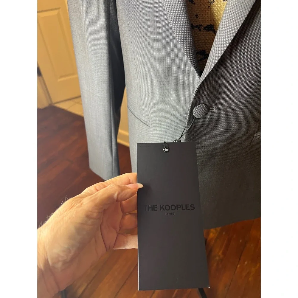 The Kooples Paris Mens Slim Fit Grey‎ Shawl Collar Blazer Suit Jacket Size 50S